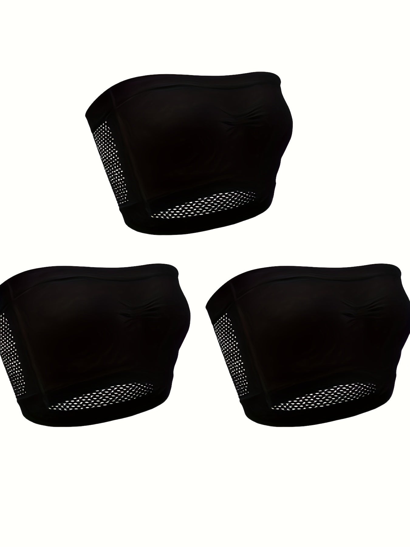 3pcs Strapless Bandeau Bras Hollow Out Stretch Bra