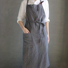 Linen Apron With Pockets Halter Bib Overalls