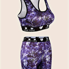 Tie Dye Print Bra & Panties Set Women's Lingerie