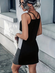 Block Twist Dress Spaghetti Strap Sleeveless