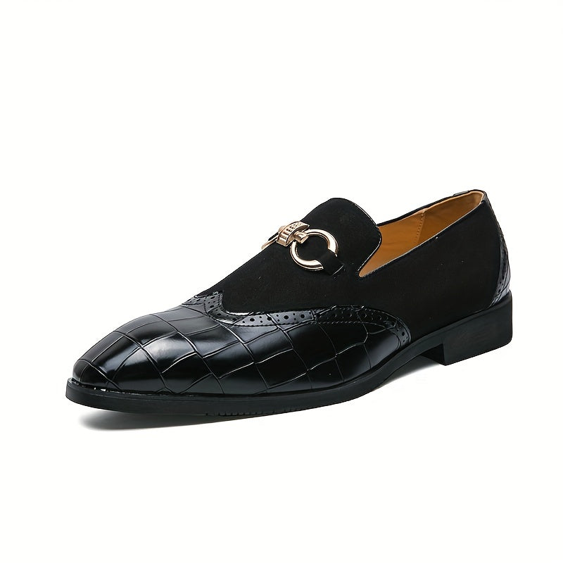 Men's Textured Brogue Loafer Shoes Slip On Comfy Non-slip Shoes