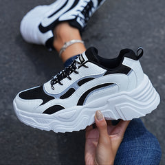 Women's Platform Chunky Sneakers Lace Up Running Shoes