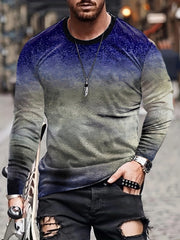 Gradient Men's Long Sleeve Vintage Novelty T-shirt For Autumn