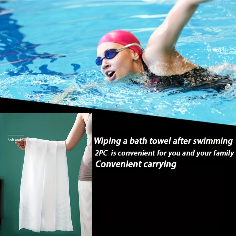 2pcs Compressed Bath Towels for Outdoor Swimming Training 70 Large Size