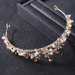 Bridal Rhinestone Pearl Headband Tiara Set
