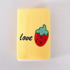 Fruit & Veg Pattern Hand Towel Soft Coral Fleece Absorbent Towel Home Bathroom
