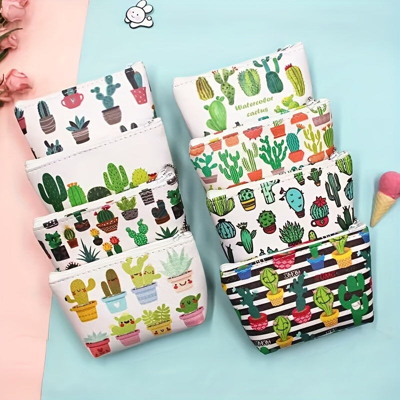 Cactus Coin Purs Zipper Small Wallet Key Bag Waterproof Durable