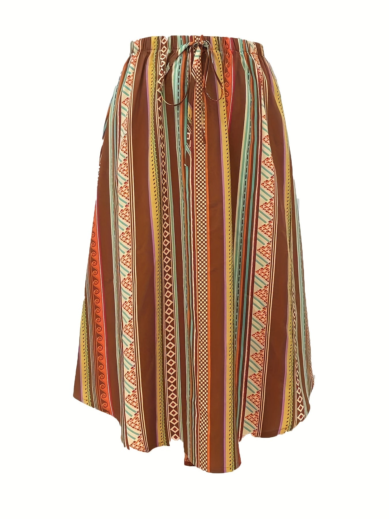 Geo Print Drawstring Skirt for Women