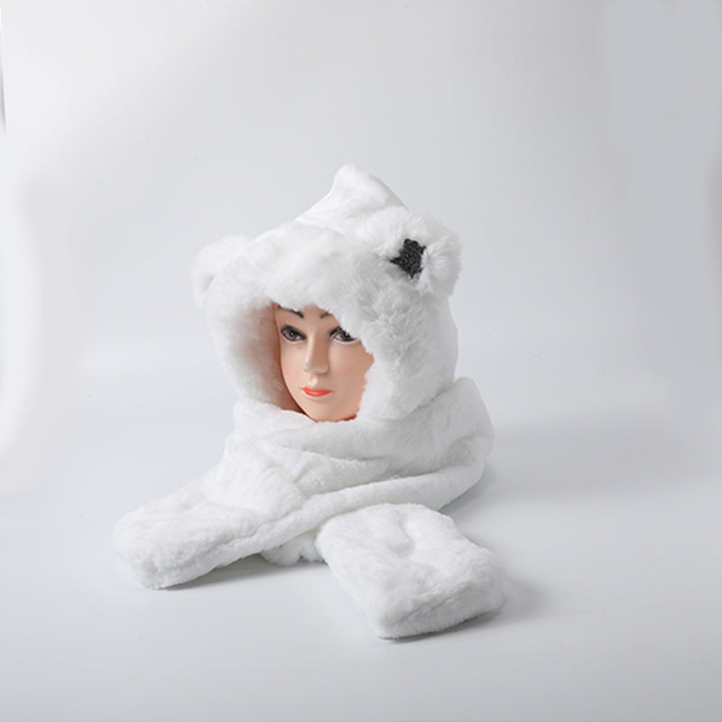 Bear Hat Gloves Scarf Hat Winter Warm Animal Theme Hat Women Girls
