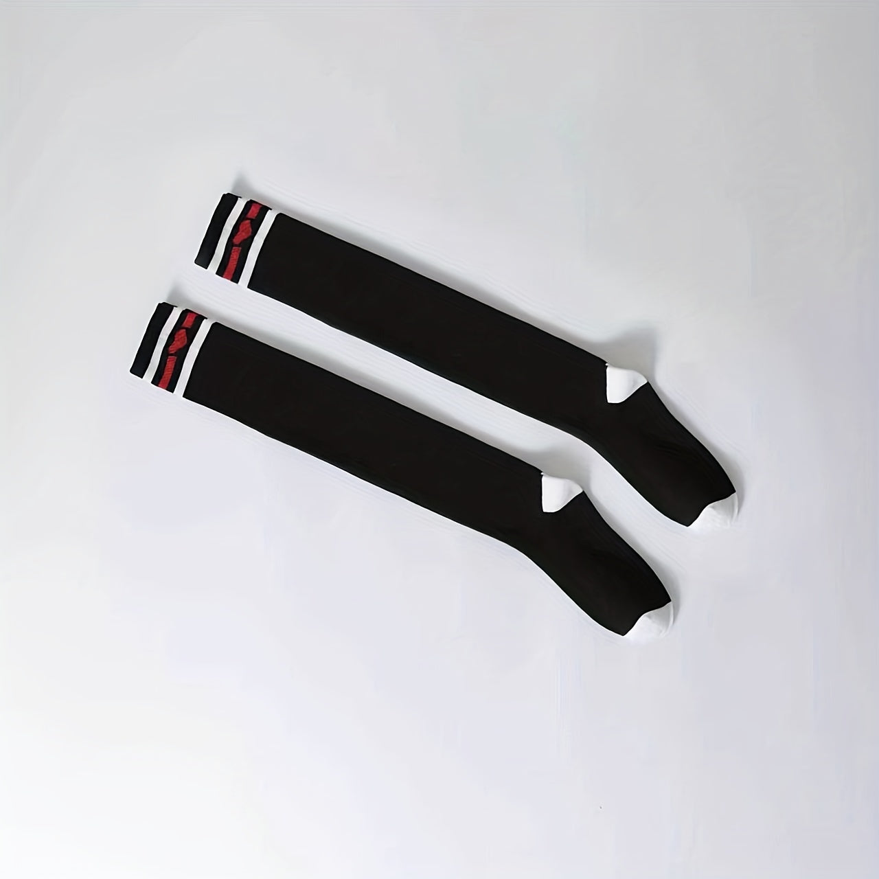 Heart Print Striped Calf Socks Women's Stocking
