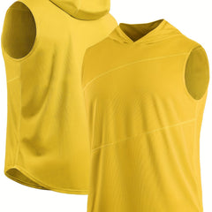 Men's Quick Drying Sleeveless Hooded Vest for Fitness Training