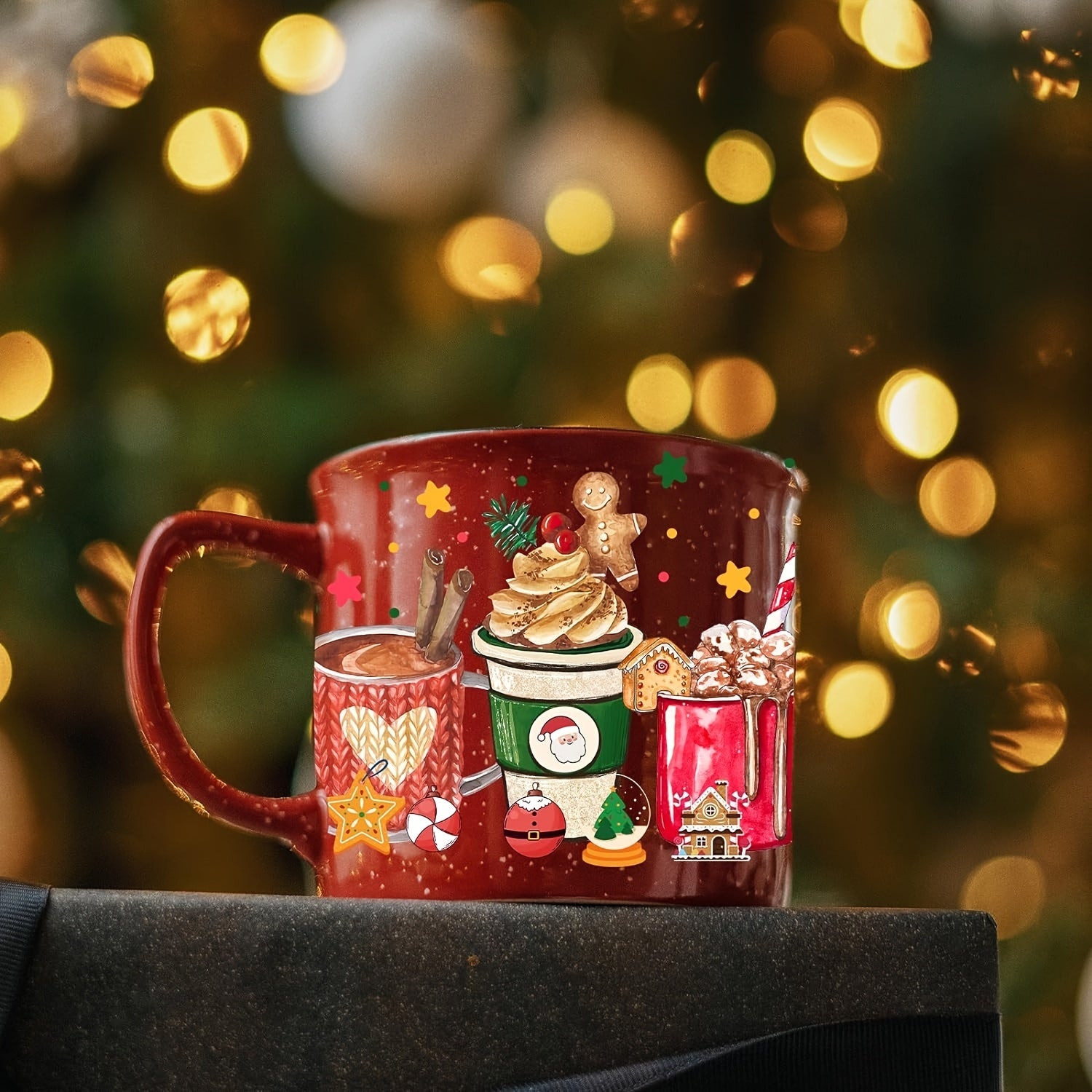 8pcs Christmas 3D UV DTF Stickers for 16oz Cup Packaging DIY Self Adhesive