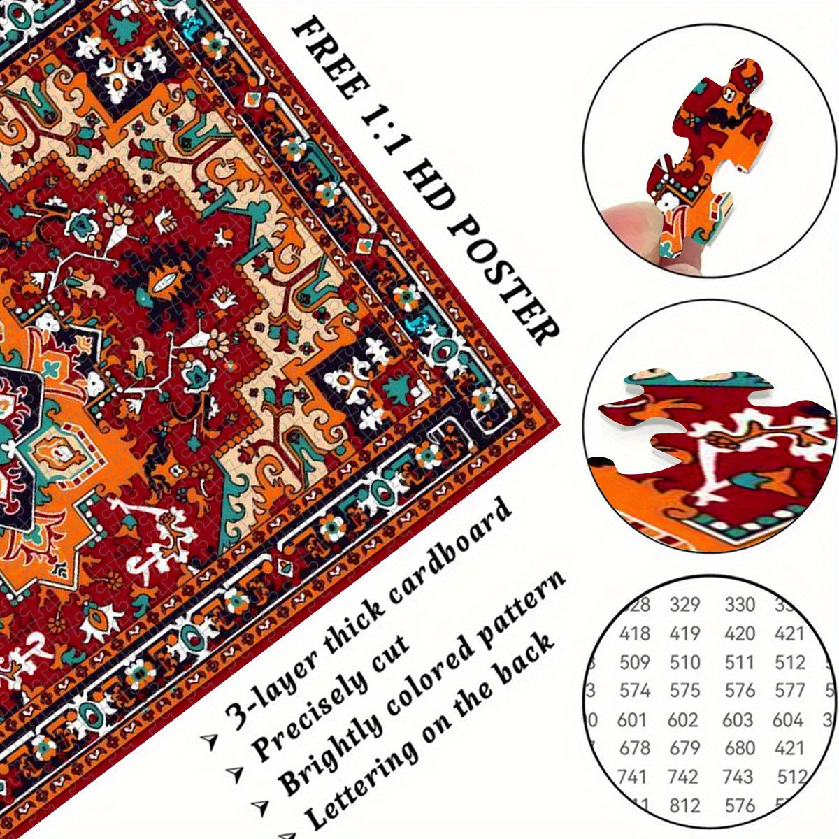 Vintage Persian Carpet Pattern Jigsaw Puzzle Red & Brown Floral