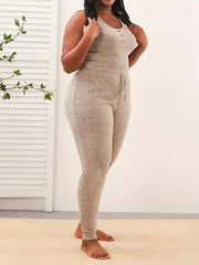 Ribbed Knit Lounge Set Tank Top & Pants Pajama Set