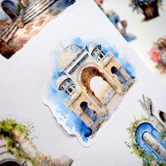 20 Die Cut Retro Character Retro Flower Architecture Stickers Book