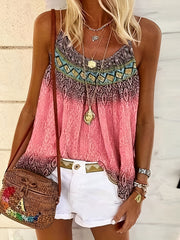 Marble Print Cami Top Round Neck Medium Stretch