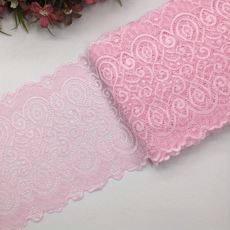 1 Yard Flower Stretch Lace Trim Ribbon Elastic Fabric 17 Wide Many Colors