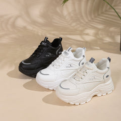 Platform Lace Up Chunky Sneakers Non slip Thick Sole Hidden Heel