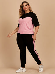 Colorblock Tee & Pants Set Women's Medium Stretch