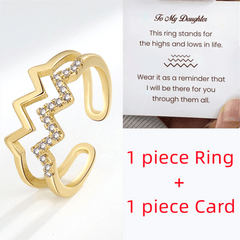 Daughter Double Layer Wavy CZ Open Ring