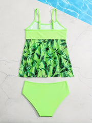 Toddler Girls Coconut Tree Graphic Cami Bikini Tankini Swimsuit