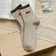 6 Pairs Bear Print Socks Women's Stockings & Hosiery