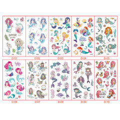 Waterproof Mermaid Tattoos for Kids - Set of 10 Sheets