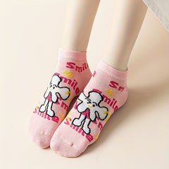 5 Pairs Floral Print Socks Comfy & Breathable Crew Socks Women's Stockings