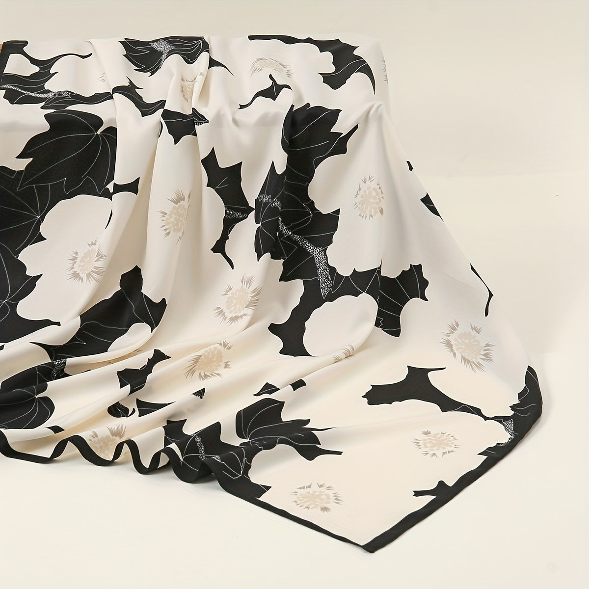 Flower Print Block Scarf Square Shawl Women Head Wrap Sunscreen
