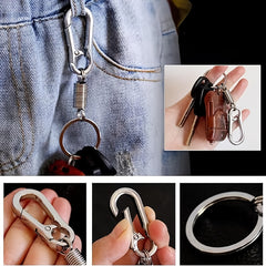 6pcs Spring Buckle Keychain Clip Key Ring Retractable Metal Key Holder Hook