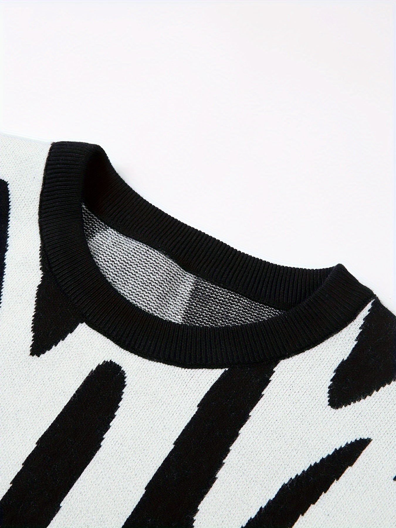 Men's Geometric Cable Sweater High Stretch Pullover
