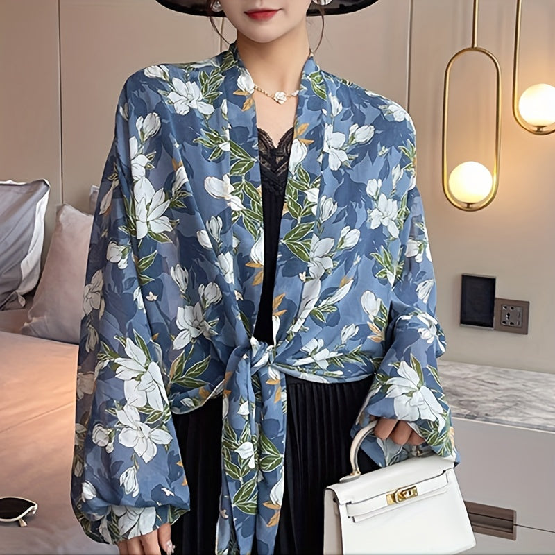 Lightweight Printing Chiffon Shawl Breathable Sunshade Cardigan