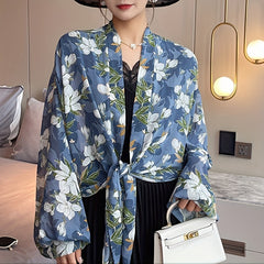 Lightweight Printing Chiffon Shawl Breathable Sunshade Cardigan