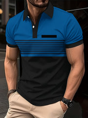 Men's Striped Short Sleeve Lapel Shirt for Summer