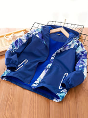 Boys Geometric Print Hooded Jacket
