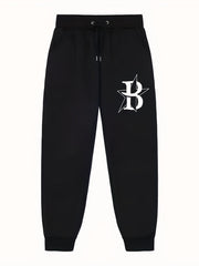 Letter Print Star Pattern Joggers Men's Casual Loose Fit Pants