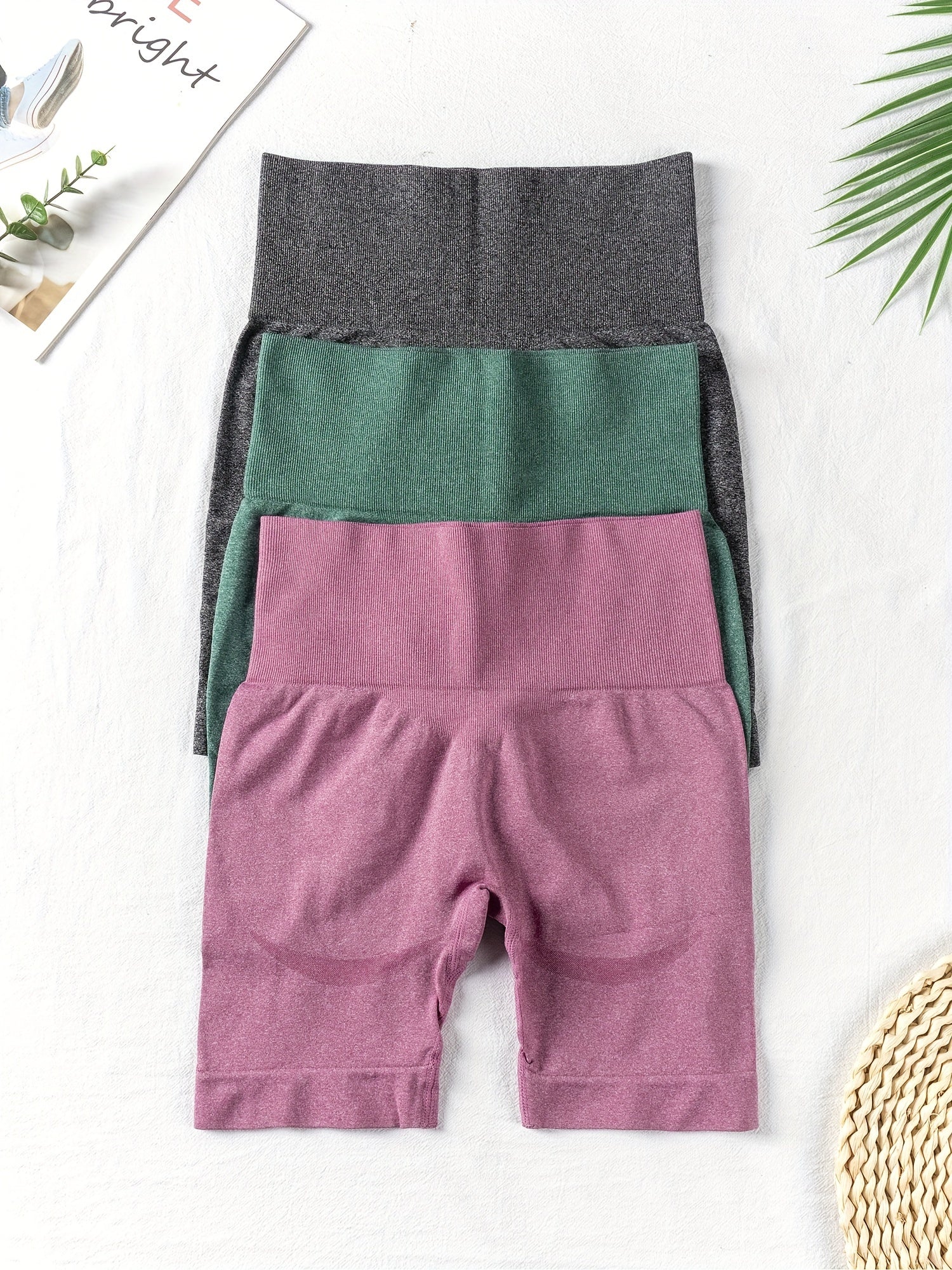 3 Pcs Seamless Yoga Shorts High Stretch Fitness Workout Tight Shorts Women