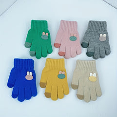 Kids' Winter Ski & Cycling Gloves Coldproof Rabbit Cartoon Knitted Gloves, Ages