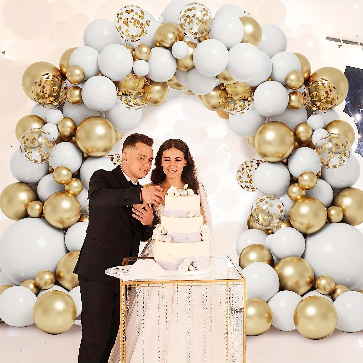 Golden Balloons Garland Arch Kit With Confetti Balloons for Party Decor