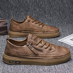 Men's PU Leather Lace up Sneakers Comfortable Walking Shoes