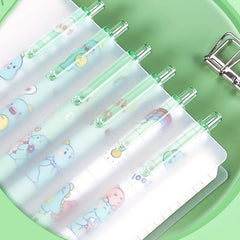 6pcs Matcha Green Dinosaur Gel Pen Set 0.5 Bullet Carbon Student Brush Pen