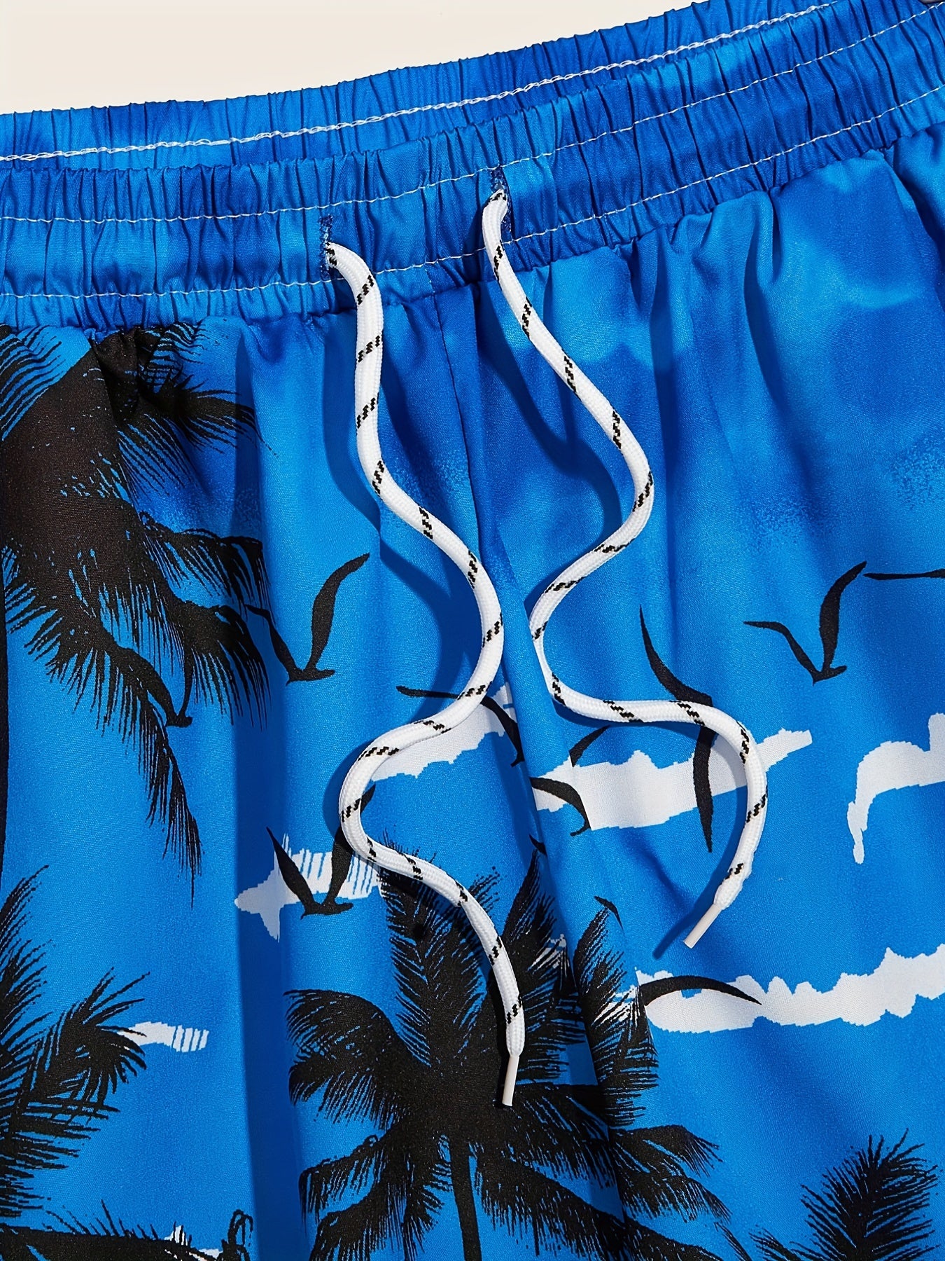 Quick Dry Drawstring Men's Swim Trunks Palm Trees Print Board Shorts
