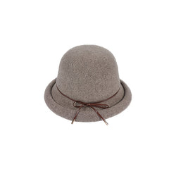 Women's Cloche Hat Thick Warm Fuzzy Bucket Hat with Bow Tie Decoration