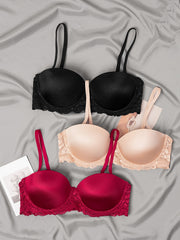 3pcs Lace Balconette Bras Push Up Bra Women's Lingerie