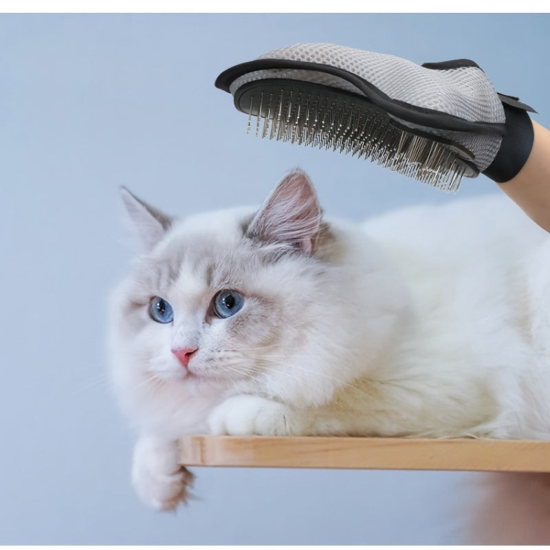 Pet Bath Grooming Glove With Tipped Pin Brush Dogs Cats Deshedding Groves