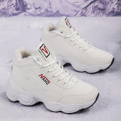 Thick Bottom High Top Snow Boots Round Toe Lace Up Cotton Shoes