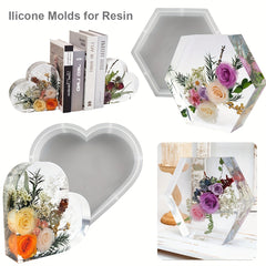 Silicone Epoxy Resin Molds Hexagon Heart Shape DIY Flower Preservation Art Craft