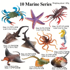 10pcs Ocean Marine Shark Starfish Octopus Crab Animals Sea Life Figurine Toy