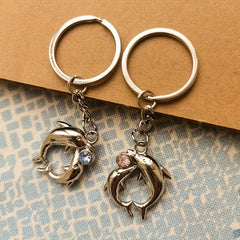 Cartoon Couple Dolphin Keychain Pendant Gift