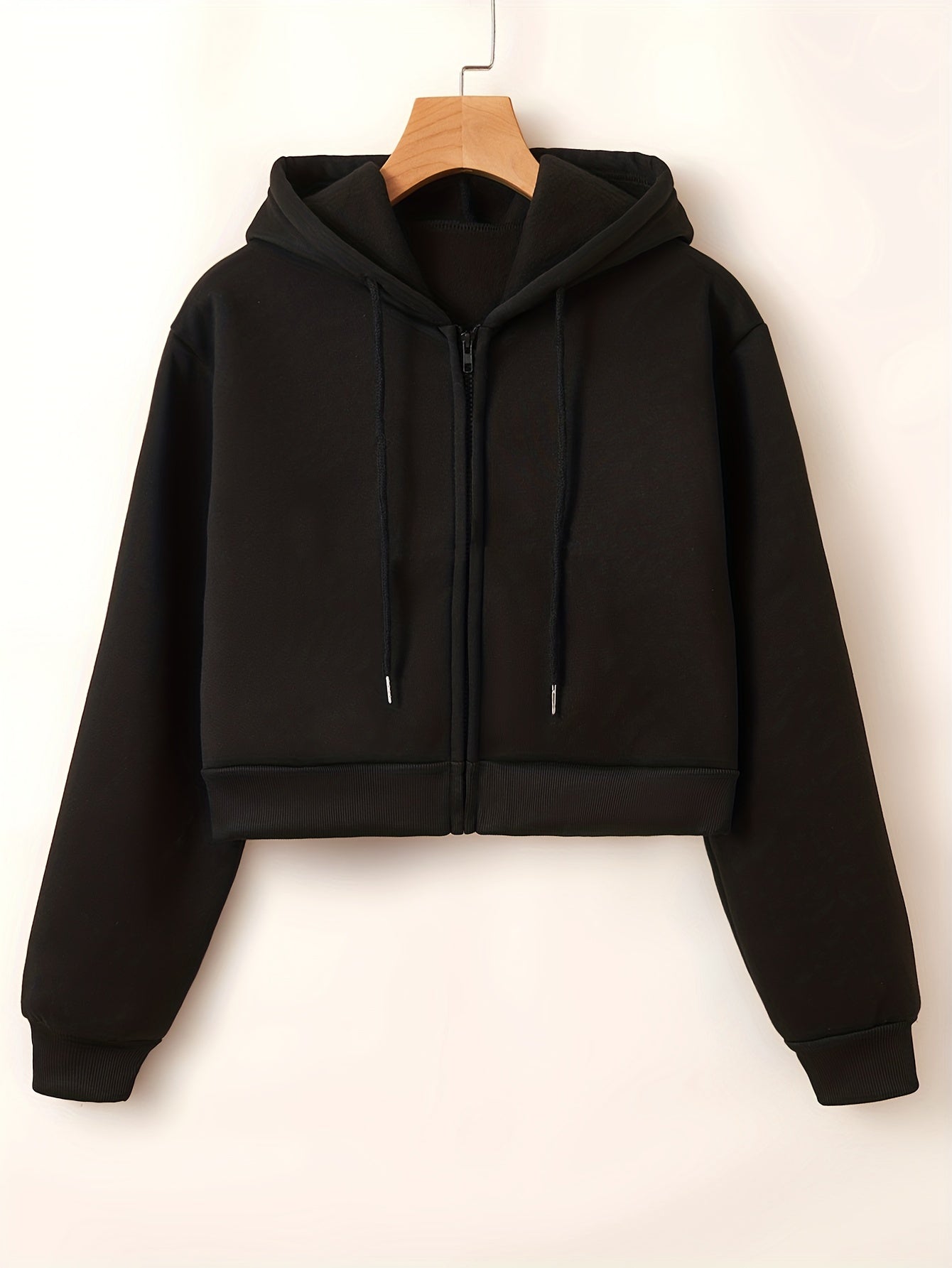 Solid Hooded Sweatshirt Fleece Casual Sports Hoodie Women's